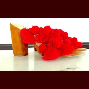 Capsule Collective Red Tassel Mules